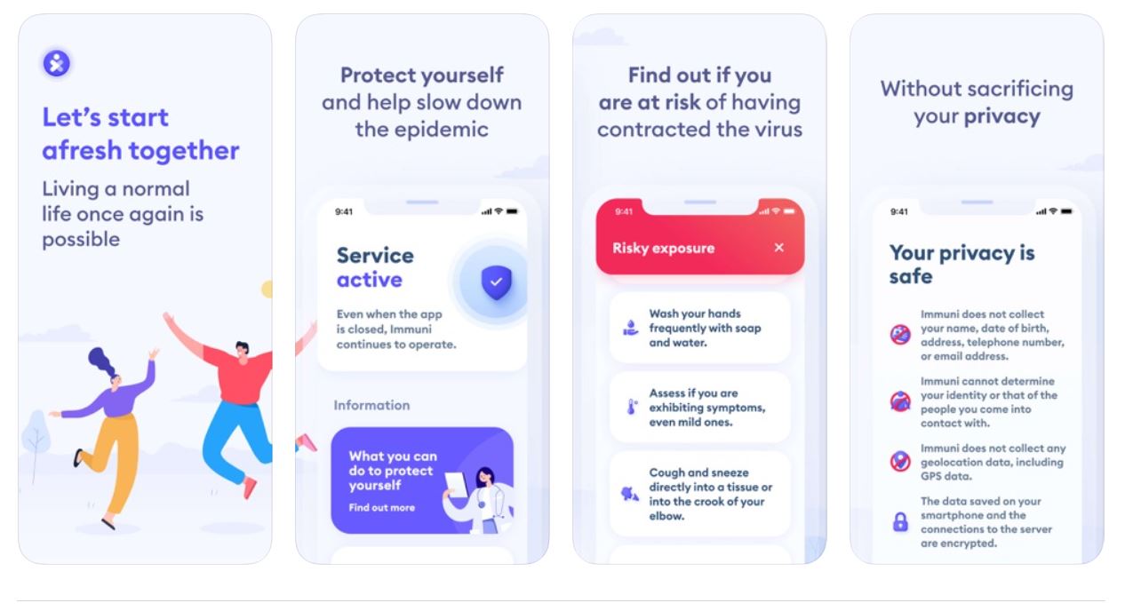 Schermate App Immuni